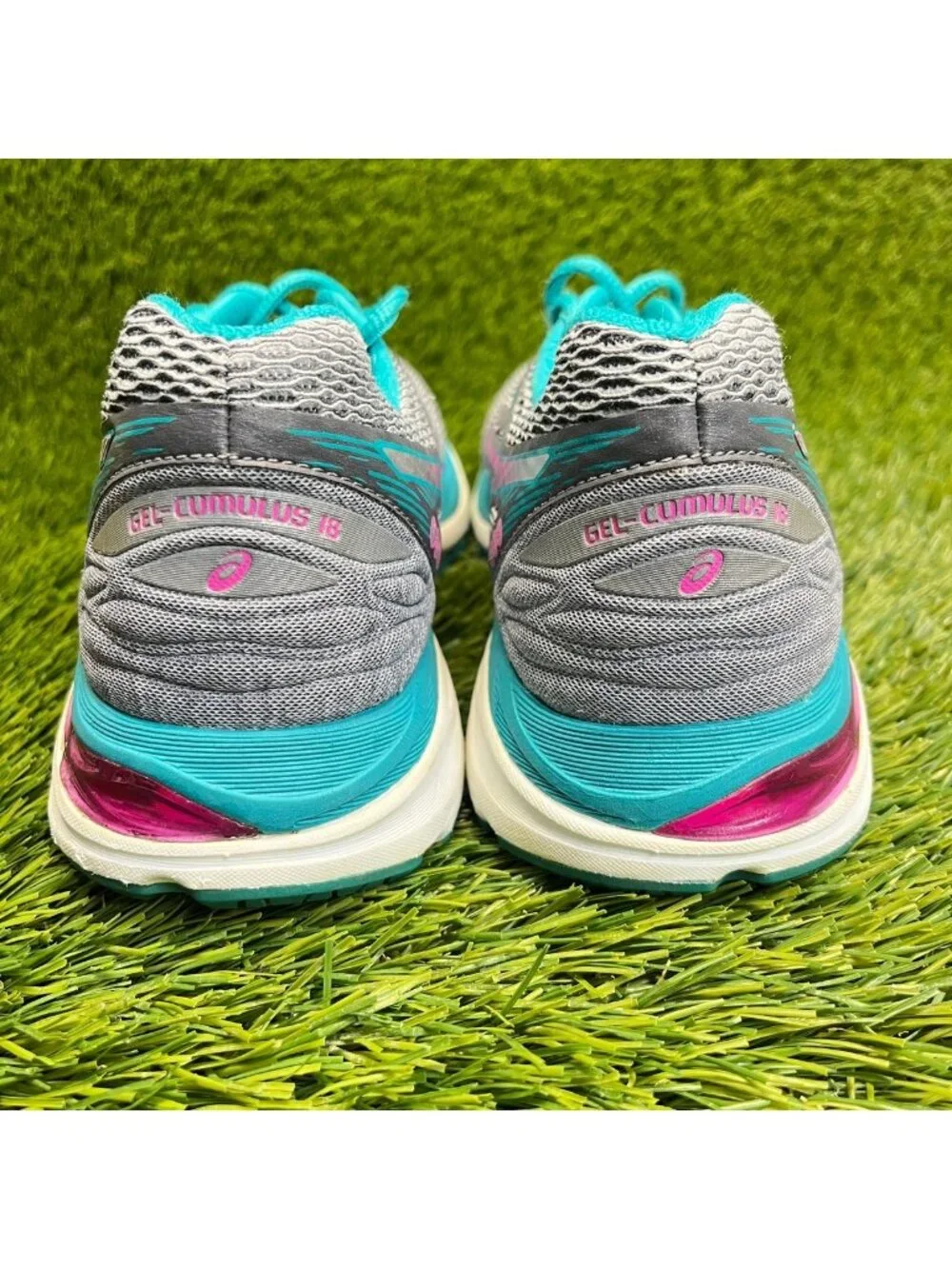 Asics Gel-Cumulus 18 Womens Size 8.5 Gray Blue Athletic Running Shoes Sneakers